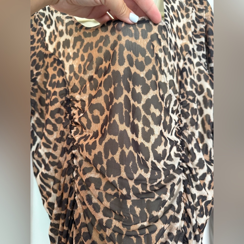 Ganni Leopard Print Long Sleeve Dress - Picture 5 of 7